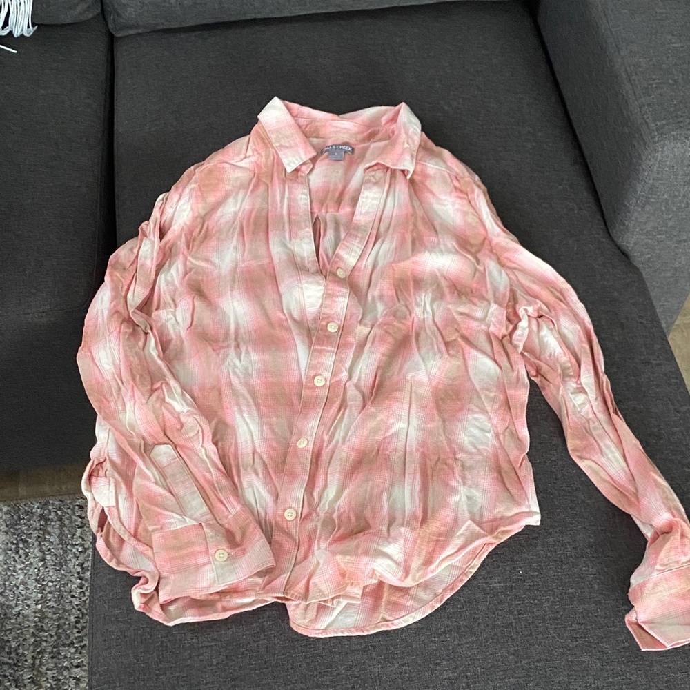 Falls Creek Pink and Cream Plaid Shirt